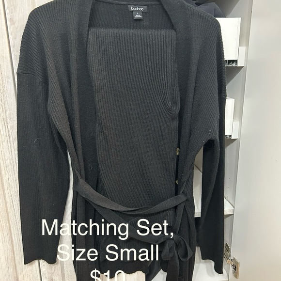 Boohoo Black Ribbed Knit Set - Picture 1 of 1